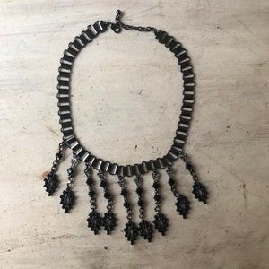 Black and Silver Bib Necklace